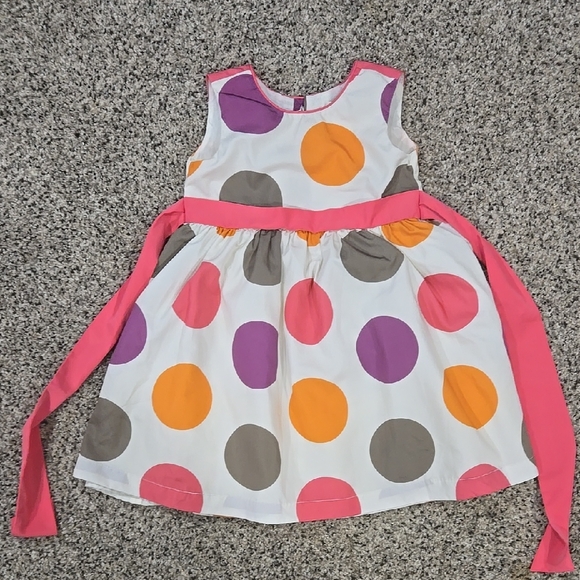 Colorful Polka Dot Dress with Pink Sash - Picture 1 of 4